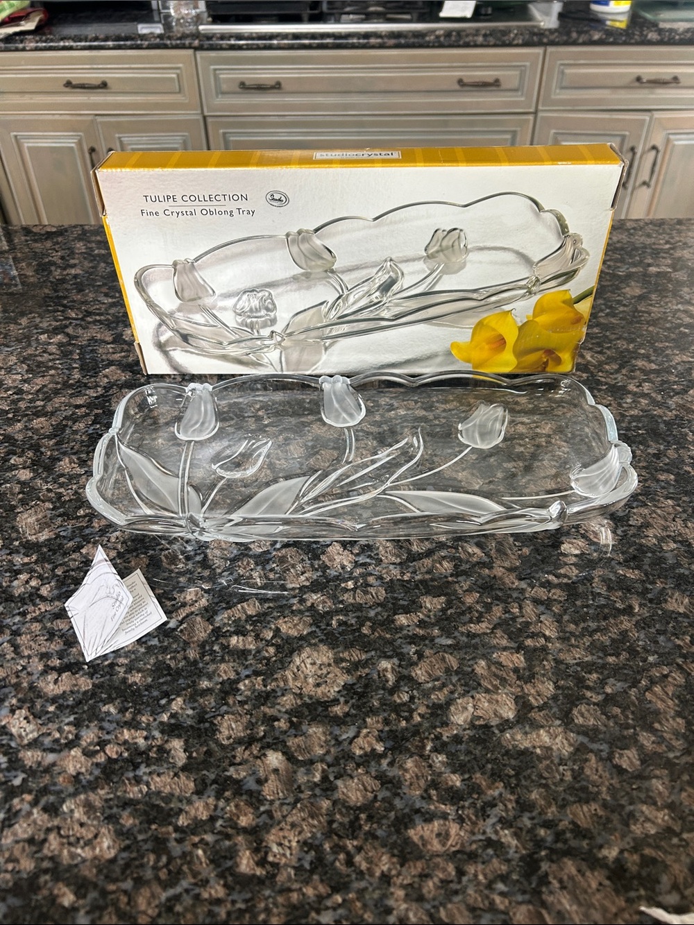 STUDIO FINE CRYSTAL TULIPE COLLECTION OBLONG TRAY MADE IN GERMANY NWT